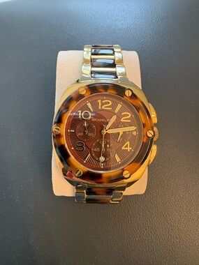 Michael Kors Gold-Tone Watch with Tortoiseshell Accents